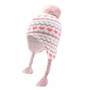 Kids Winter Beanie Hat with Pom Pom, Winter Fleece Lining Skiing Caps with Warm Ear Flap 1-8Years