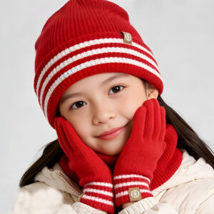 Kids Winter Hat Gloves Scarf Set,Girls Boys Toddler Beanie Warm Silver Fox Fleece Lining Knit Neck Scarf Mittens For Children 2-8 Years