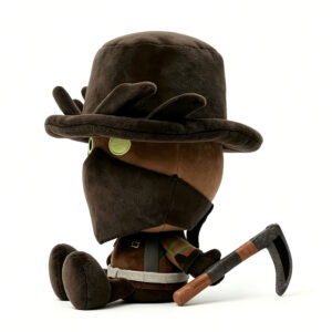 Doors Game Groundskeeper Plush Doll With Hat And Scythe Cute Horror Character Stuffed Animal For Kids Room Decoration